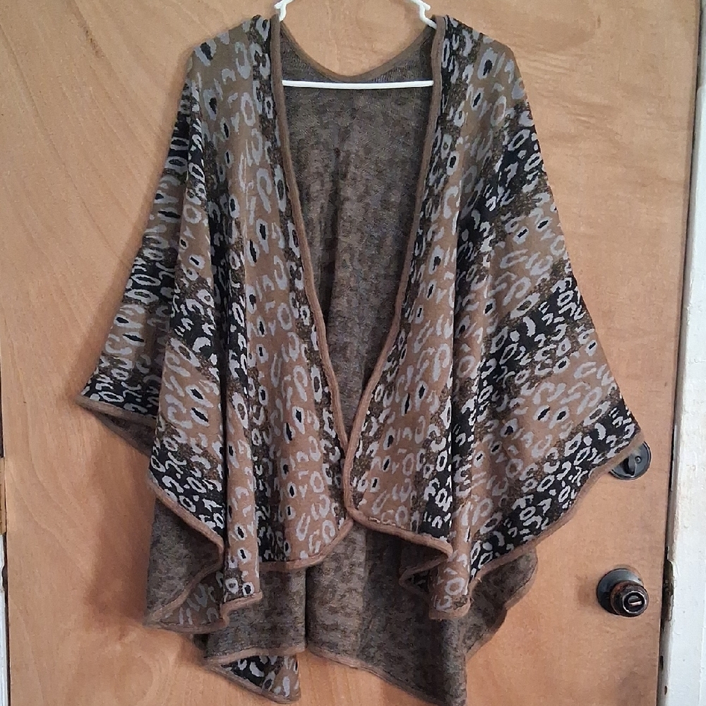 Leopard Print Open Front Sweater